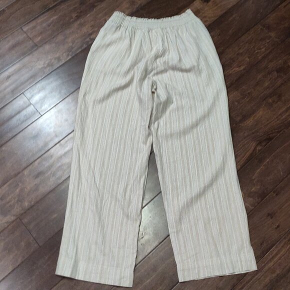Land 'n Sea Smocked Waist Linen Blend Striped Pants SIZE LARGE - Picture 4 of 6